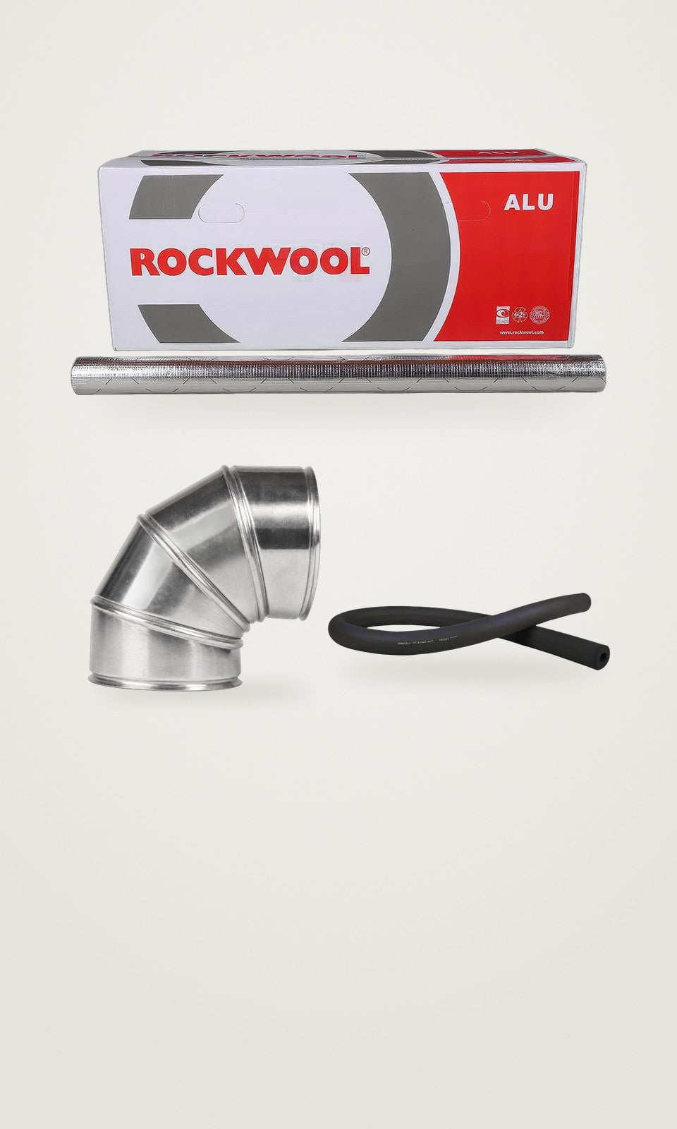 Bestseller – Rockwool RS800 Rohrschalen, Alu-Blechbogen und HT-Armaflex-Schlauch