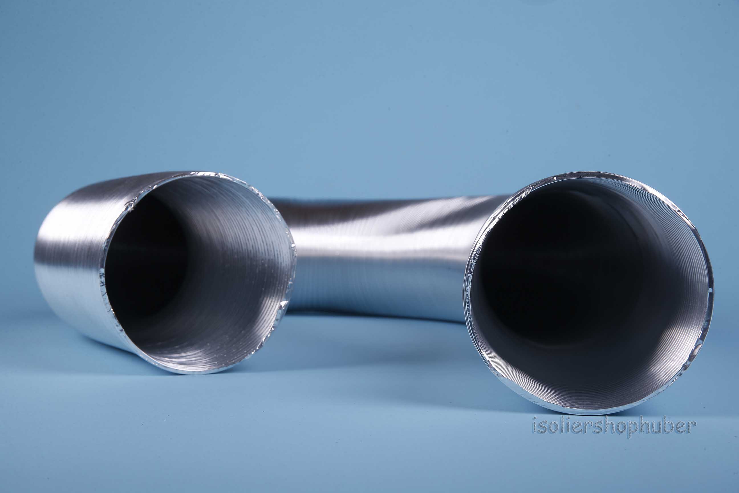 Isoliershophuber - 50 mm Aluminium-Flexrohr, gestauchtes Lüftungsrohr Länge  gestaucht 1,25 m